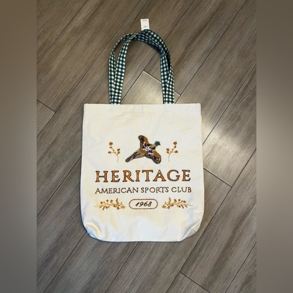 Anthropologie Beaded Canvas Tote Bag NWT